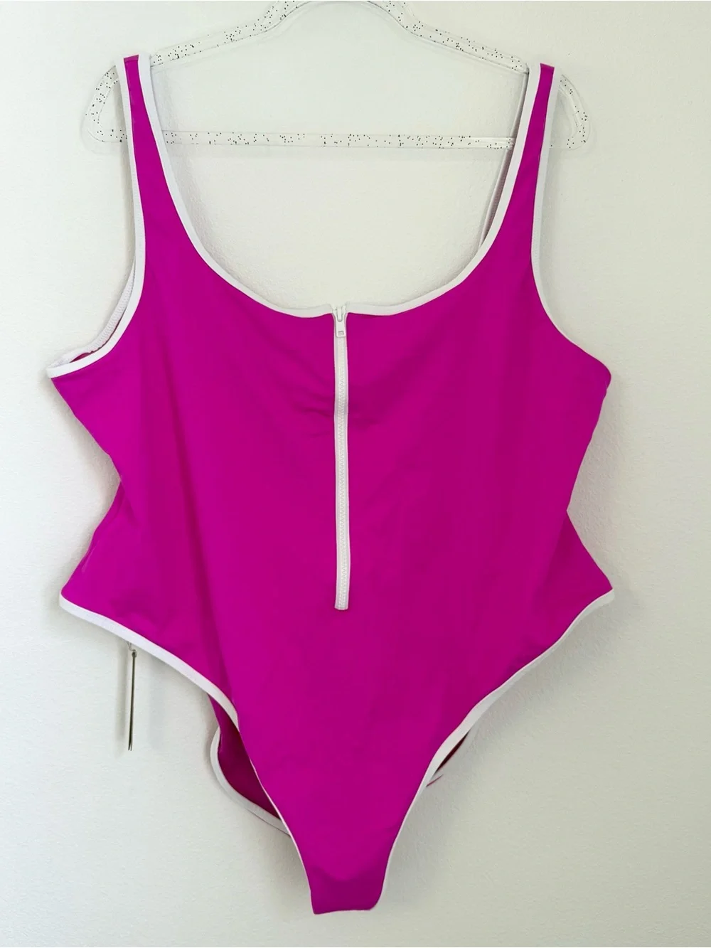 Skims Pink White Sporty Zipper Scoop One Piece Swimsuit Women’s Plus Size 4X